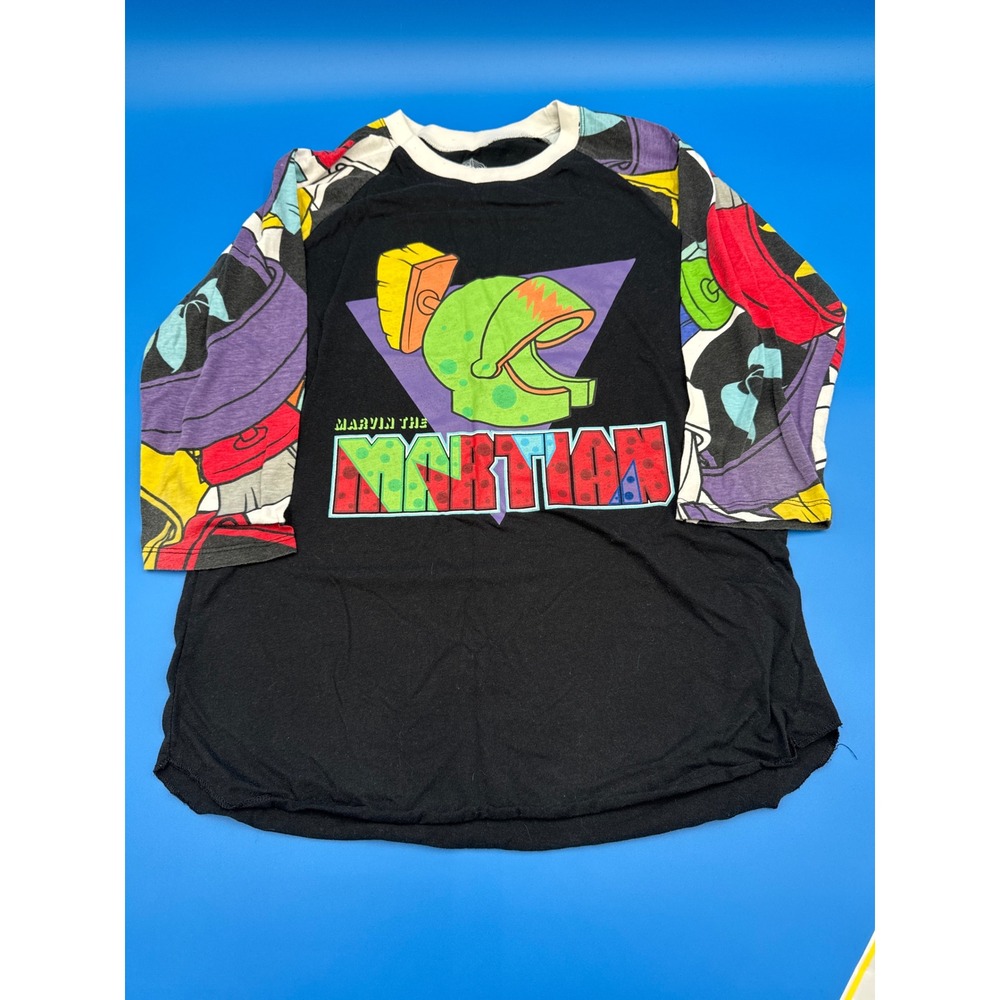 Looney Tunes Marvin the Martian Black Graphic Tee T-Shirt Warner Bros L